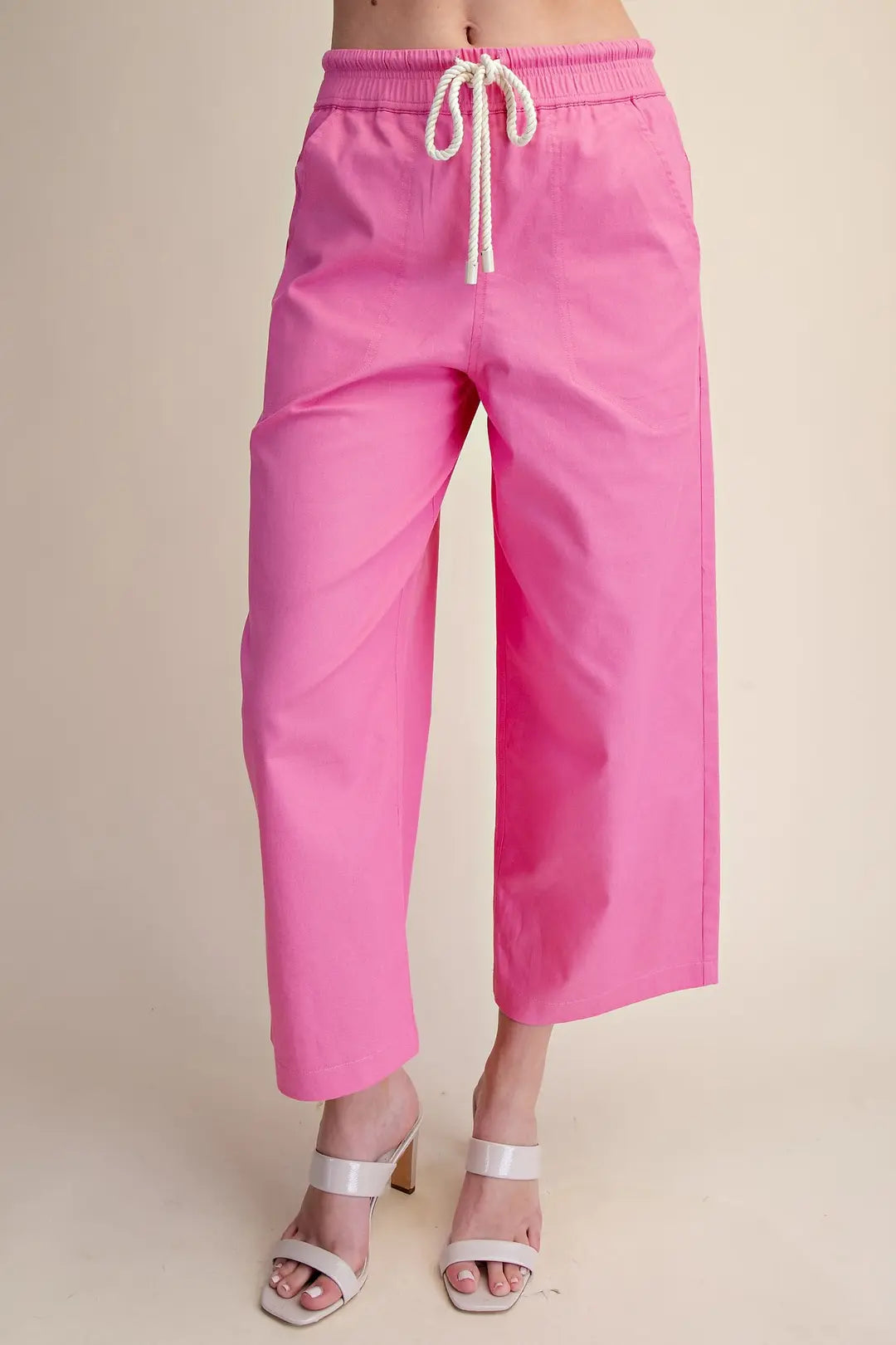 Glam Pink Mid Rise Slouchy Fit Drawstring Pants