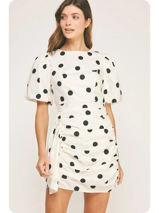 Strut and Bolt Off White Polka Dot Dress