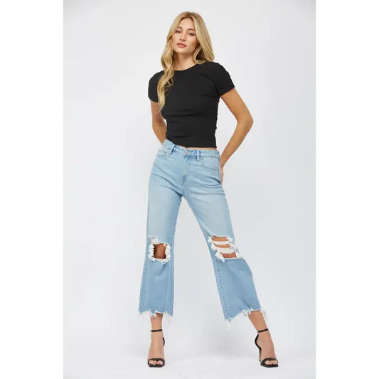 Mica Denim Dusty Indigo 90's Vintage Crop Flare Jeans