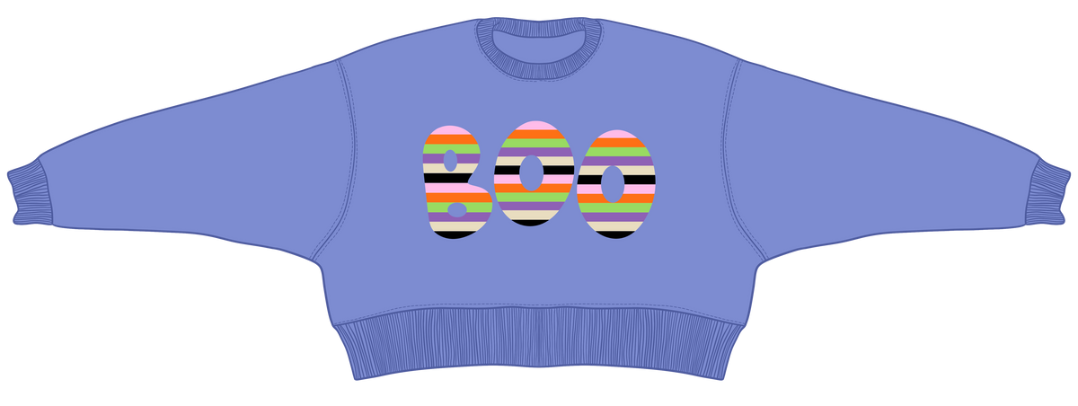 Poppy & Pine Striped Boo Crop Sweatshirt