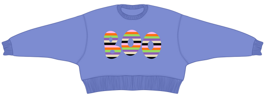 Poppy & Pine Striped Boo Crop Sweatshirt