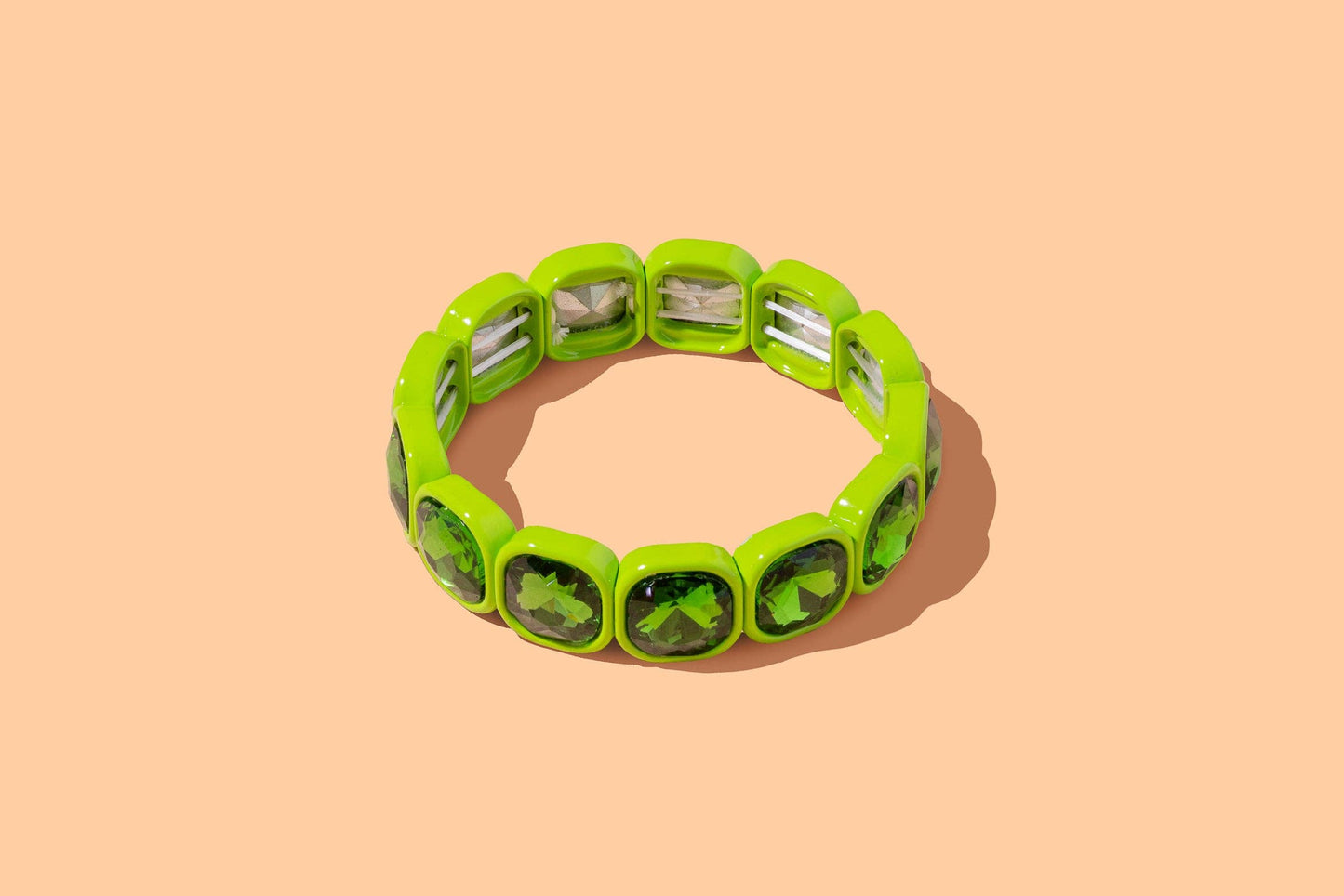 Enamel Stretch Bracelet - Rounded Gems - Elise - Asst Colors