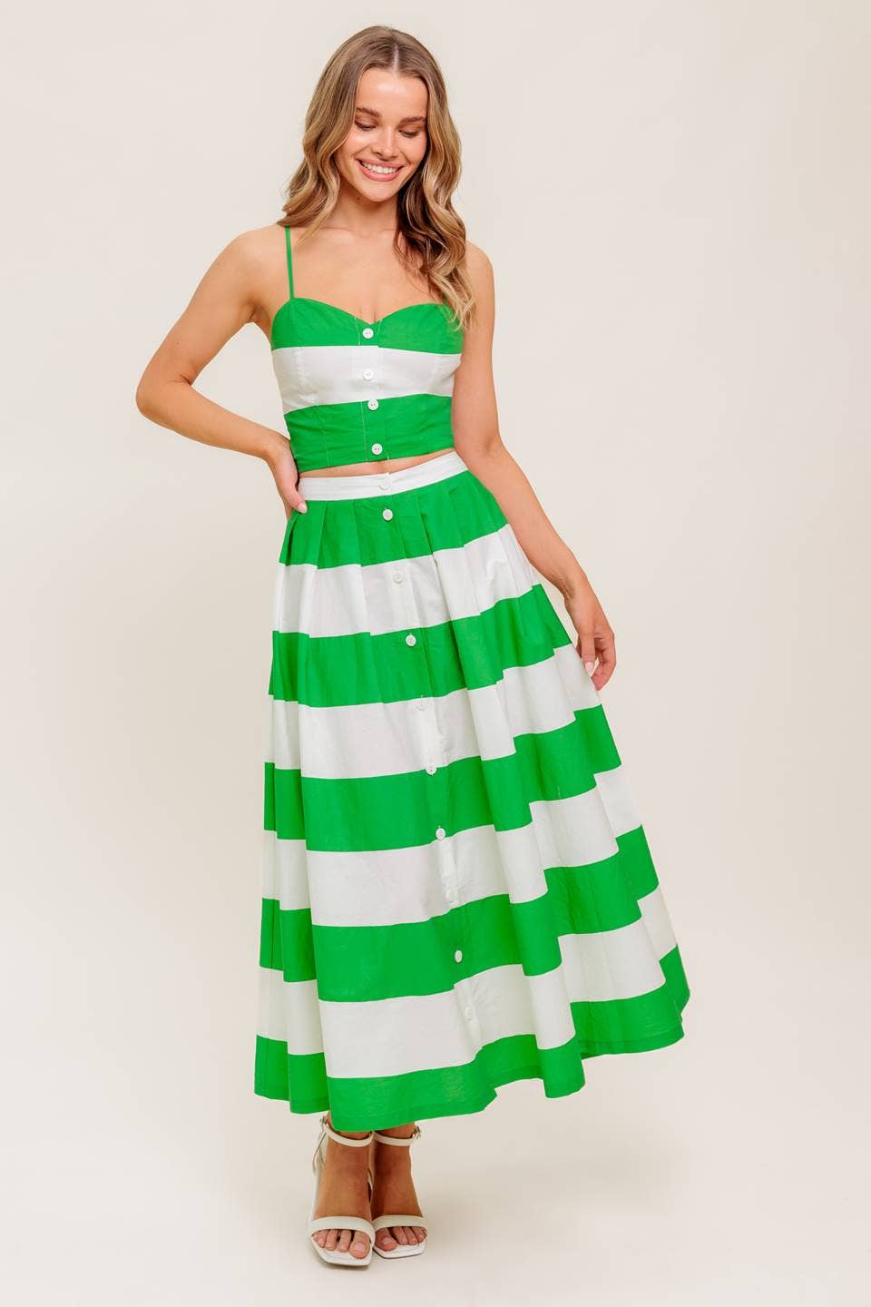 Flying Tomato Green/White Top & Skirt Set