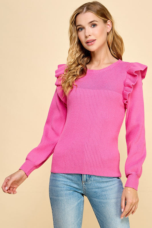 Pink Ruffle Sweater