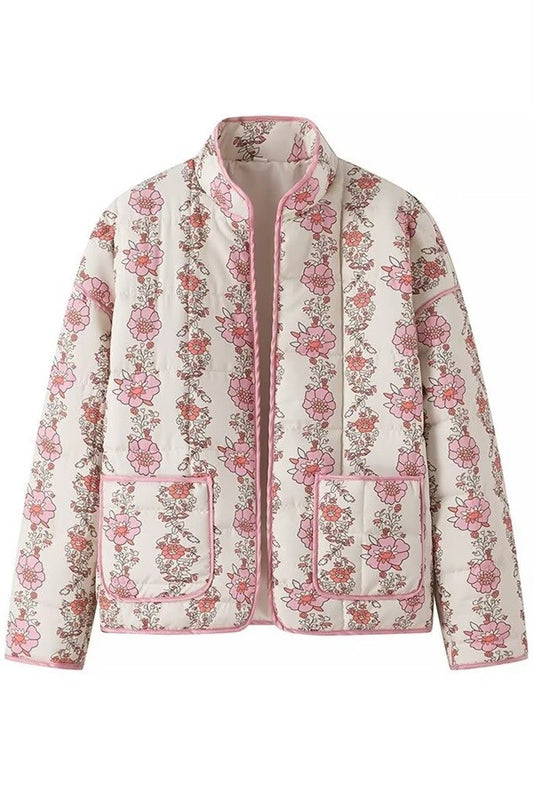 Sunday Up Floral Jacket Cream with Pink Trim