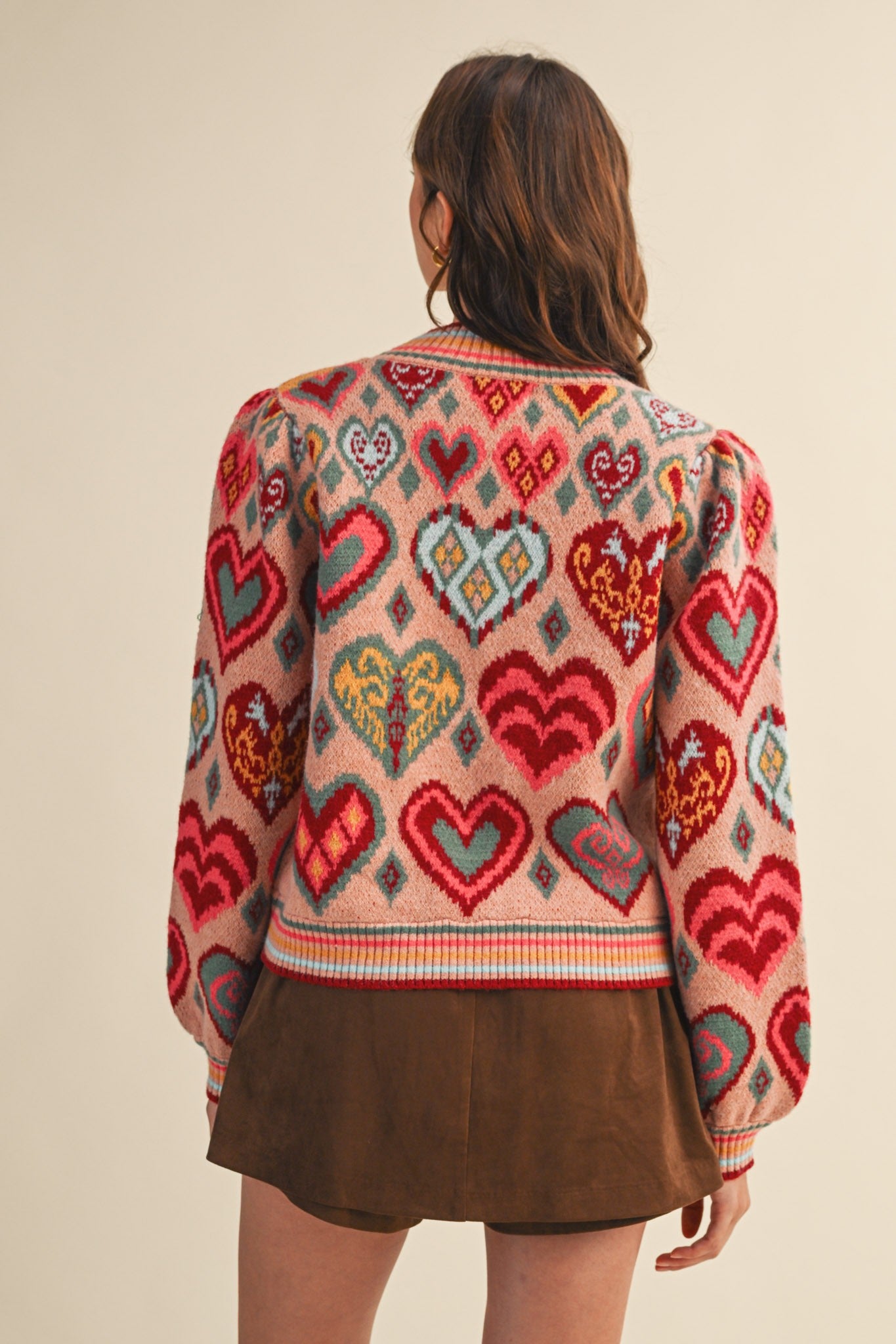&Merci Heart Pattern Sweater