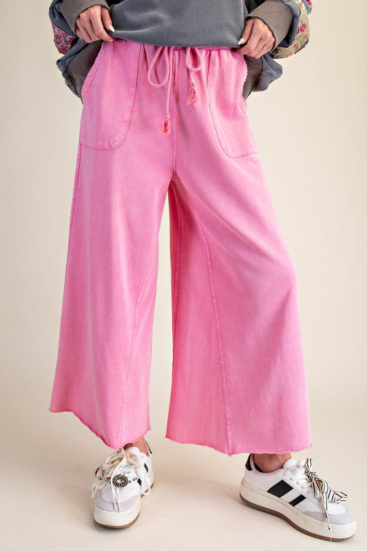 Easel Pink Raw Hem Pants
