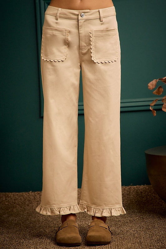 So Me Beige Ruffled Bottom Pants (SB8798L-01)