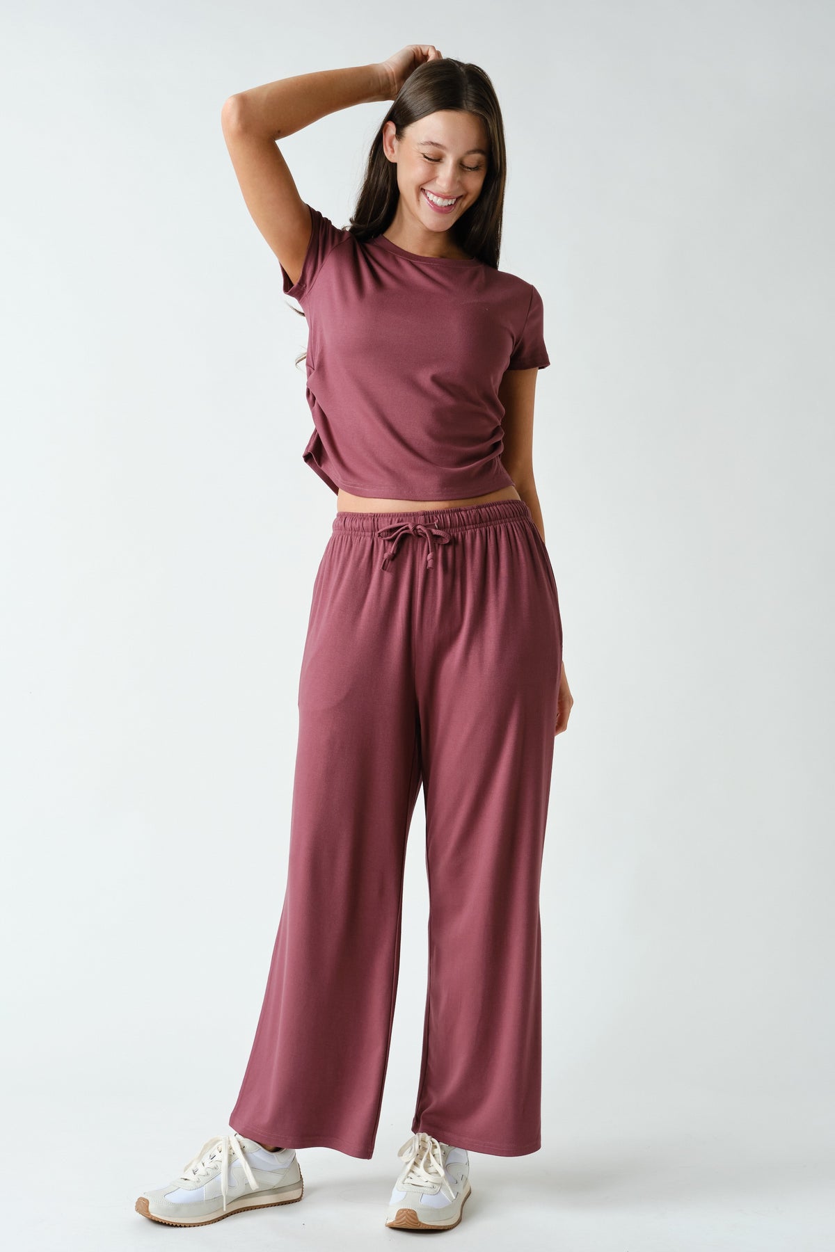 Mono B Rosewood Short-sleeve Two-piece Set (KSET6041)