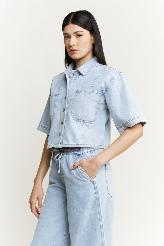 Mica Denim Cropped Denim Shirt (MDP-ST3556LTA)
