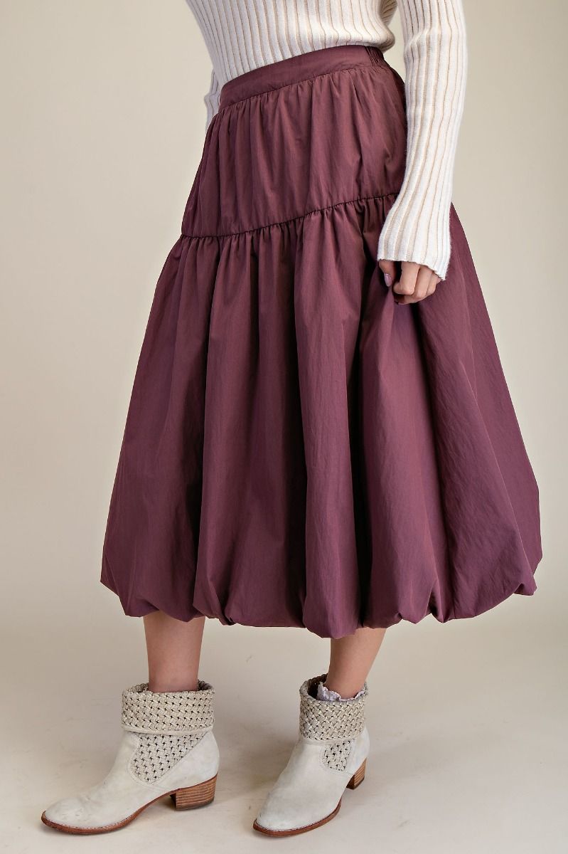 Easel Mulberry Balloon Hem Skirt (EB90199)