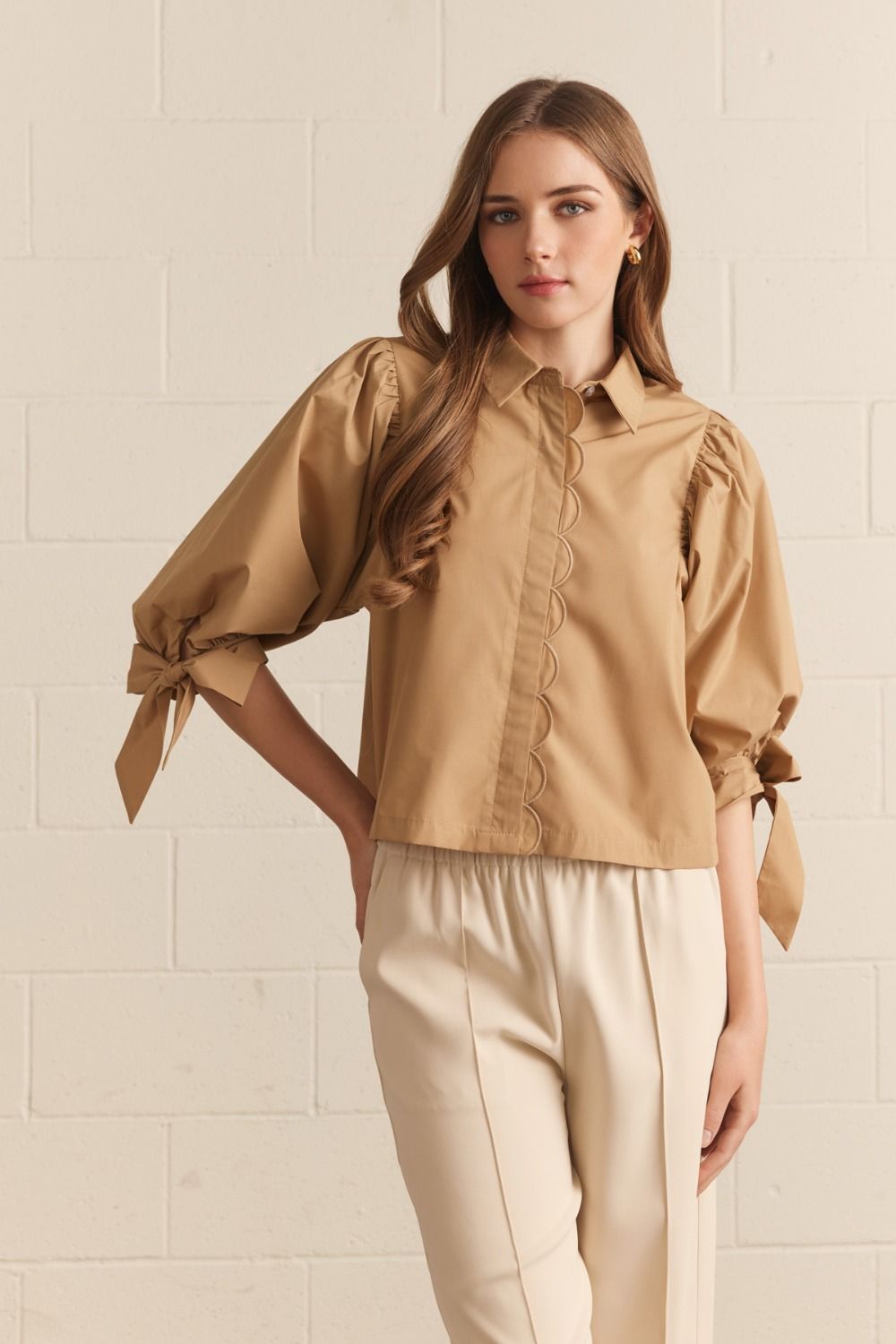 Entro Camel Scallop Top (T30383)