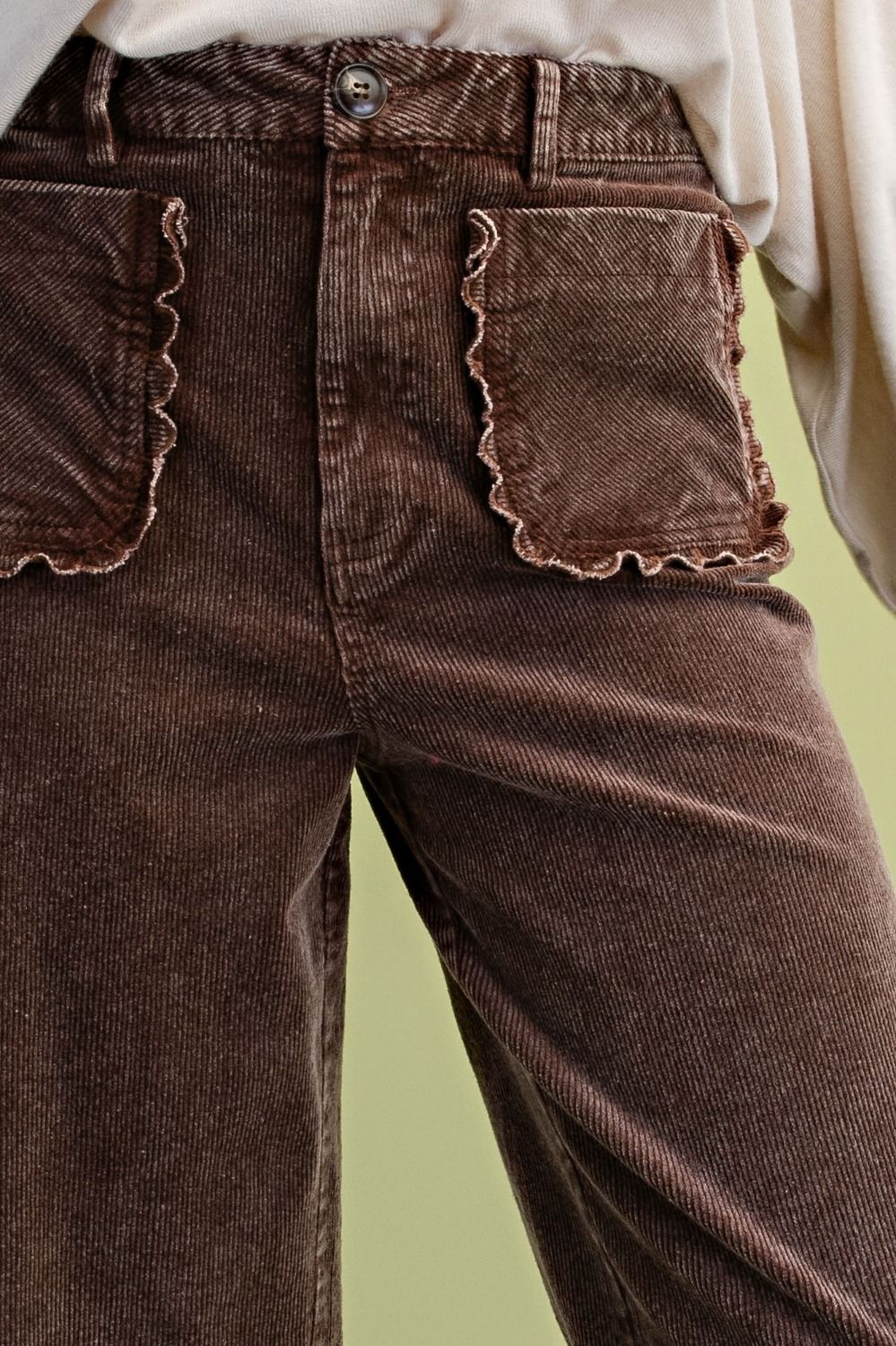 Easel Brown Washed Corduroy Pants