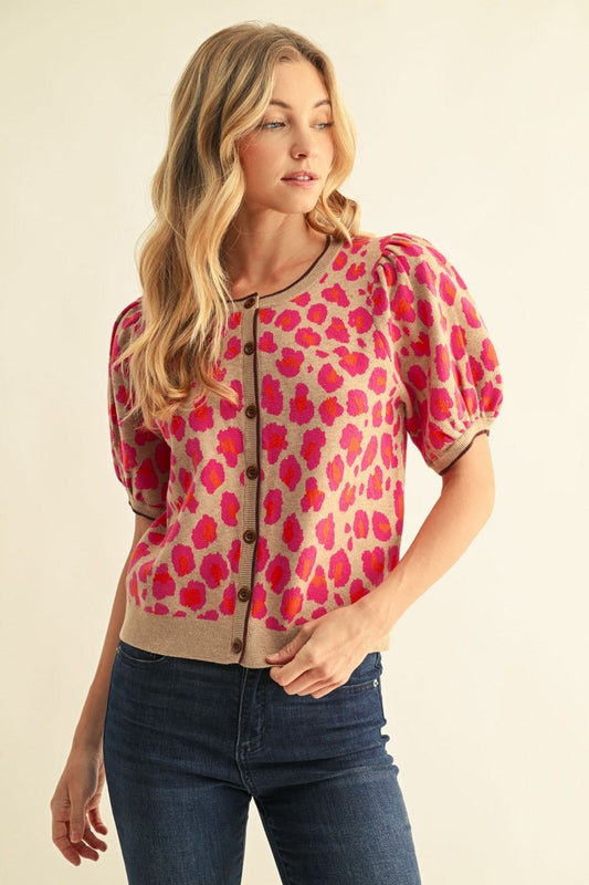 Jodifl Fuchsia Leopard Cardigan (H50976-1)