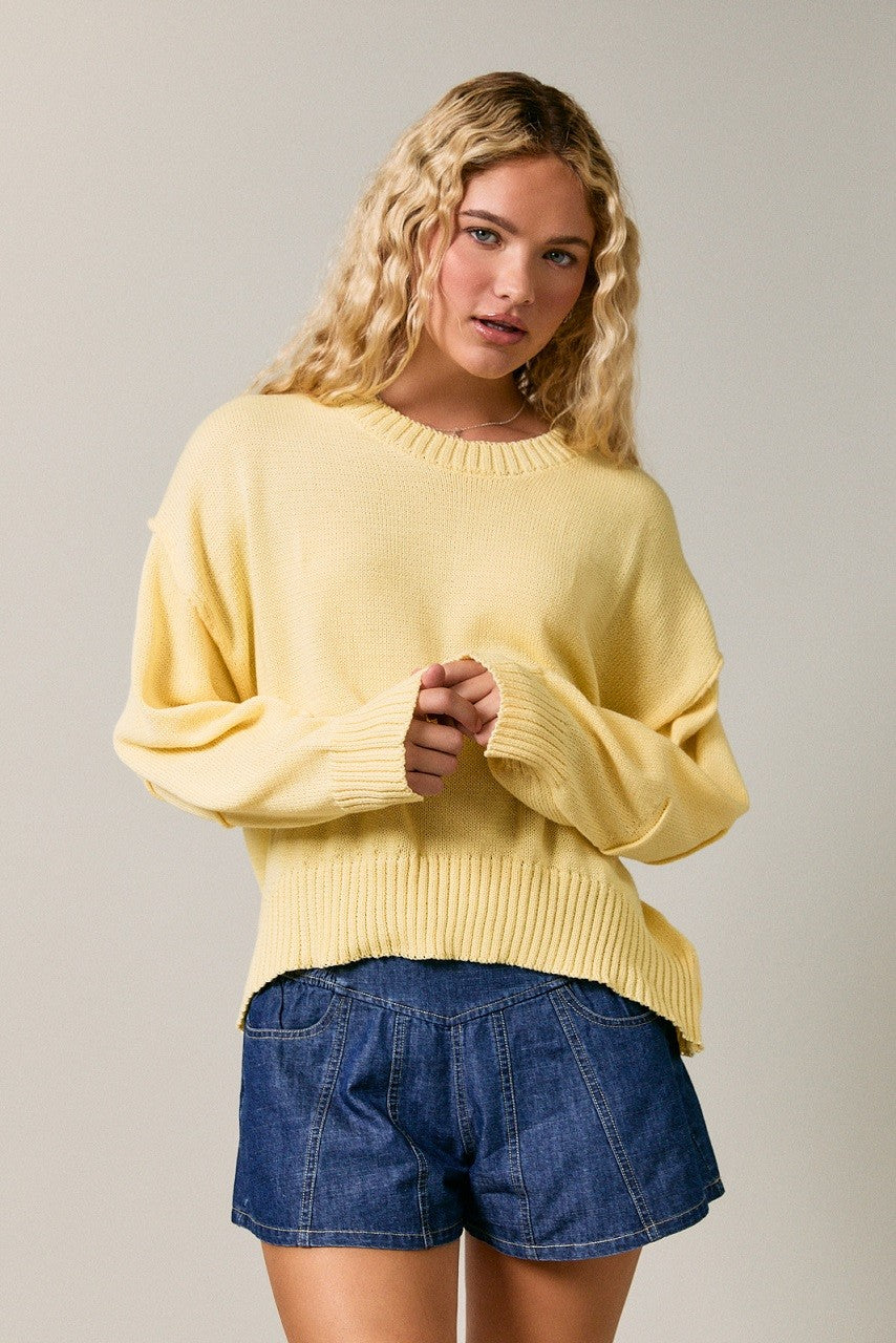 Le Lis Yellow Round Neckline Sweater (PWT6157)