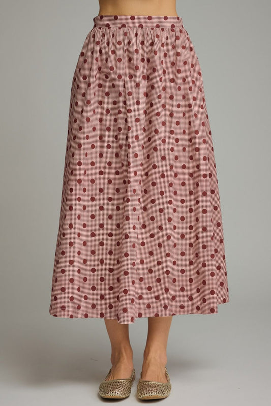 Entro Burgundy Polka Dot Skirt (S32861)