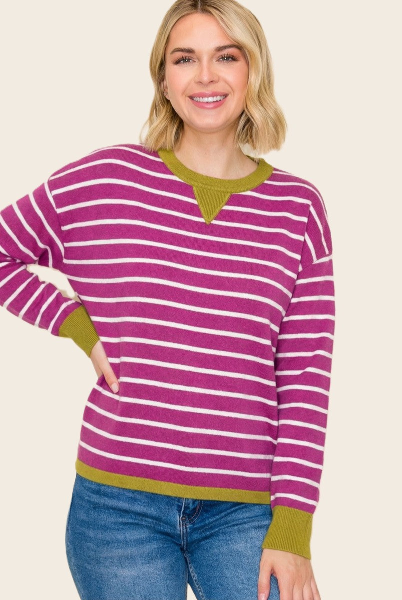Staccato Magenta Striped Sweater (54758D)