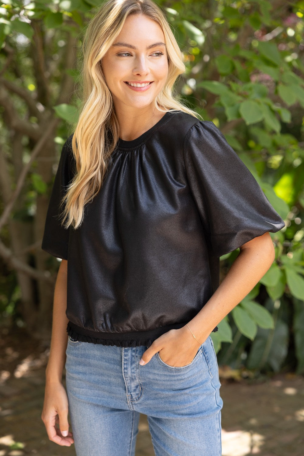 Voy Black Faux Suede Top