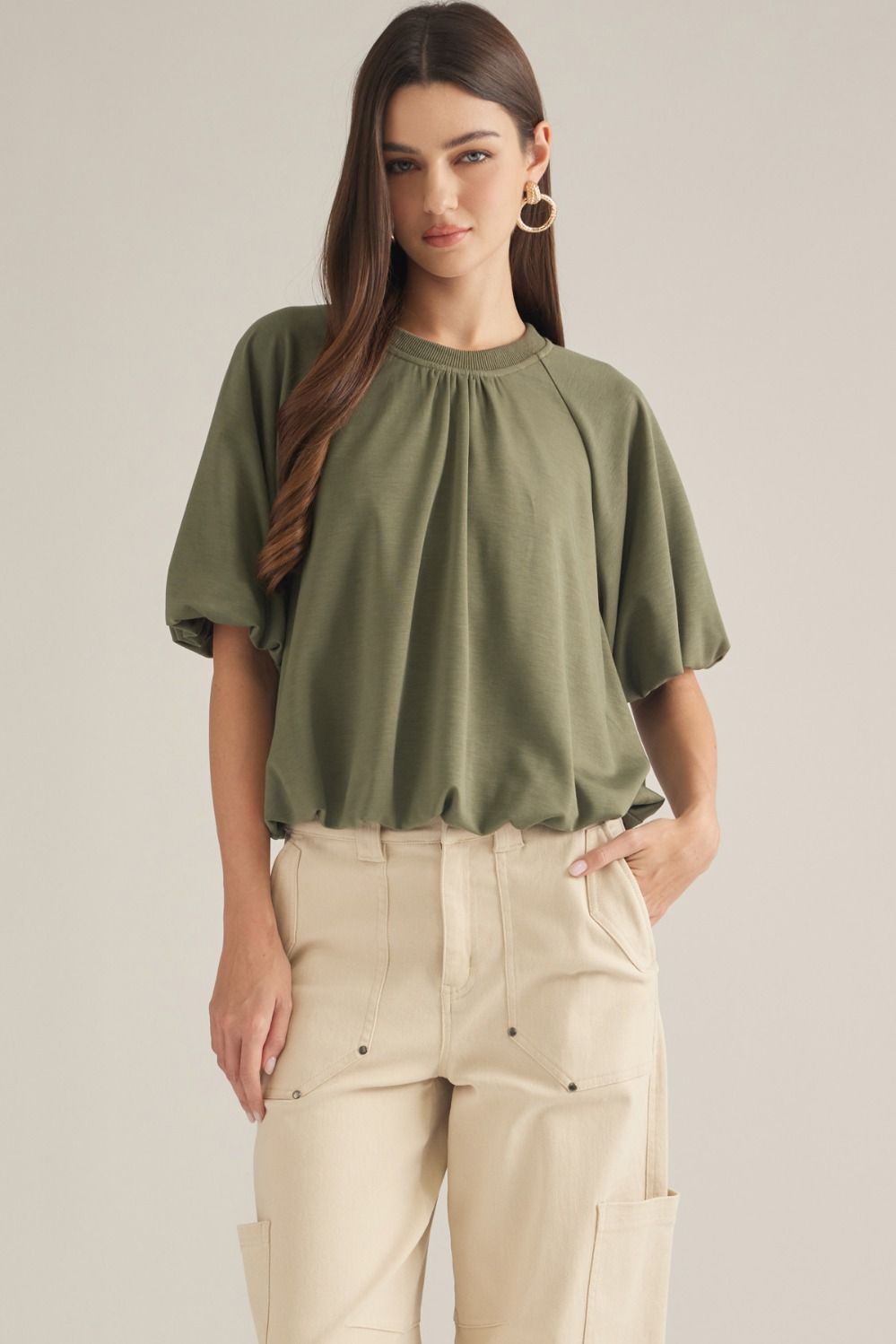 Entro Olive Short Sleeve Top (T32960)