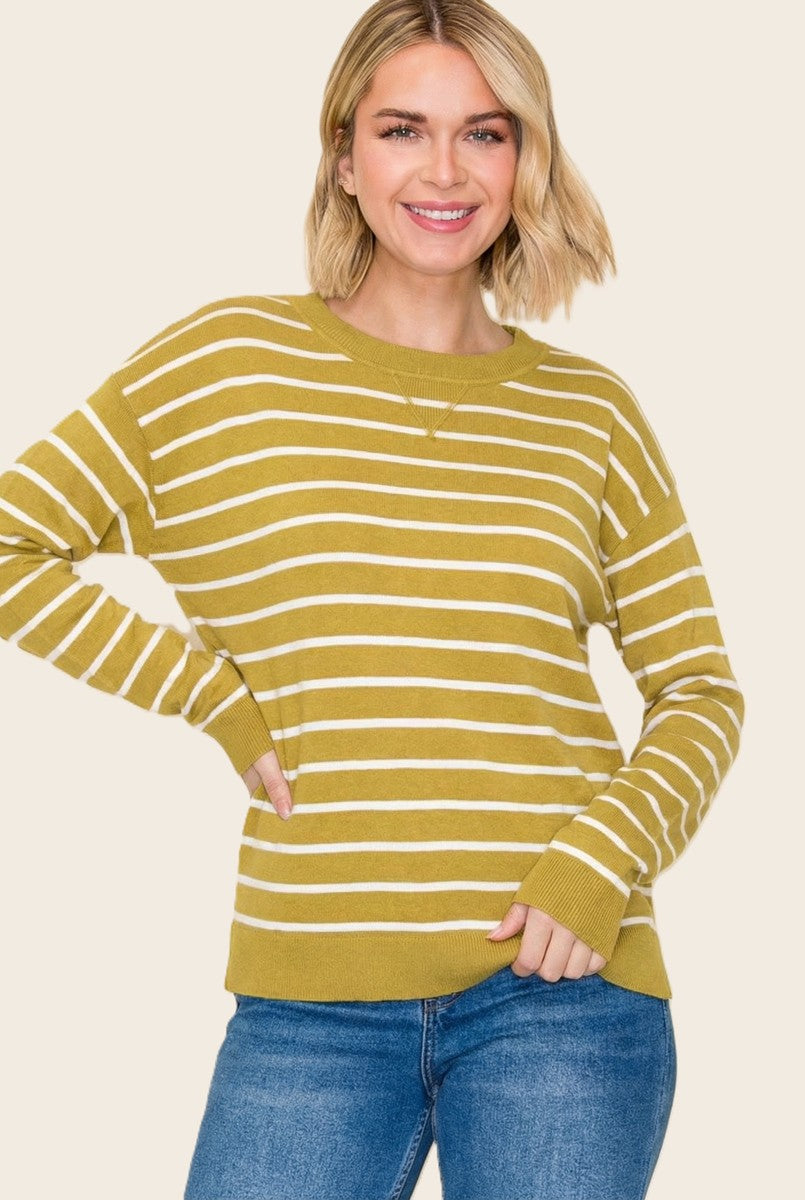 Staccato Mustard Striped Crew Neck Sweater (54710F)