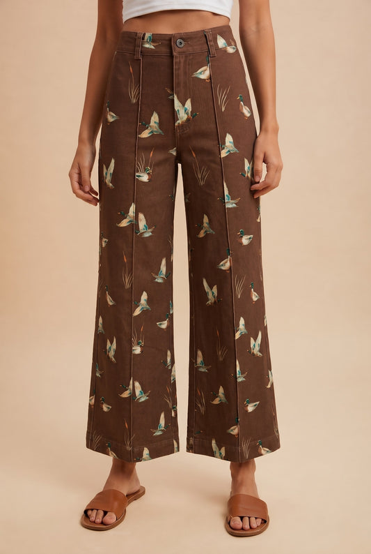 Anniewear Mocha Mallard Denim Wide Leg Jeans (AP6645J)