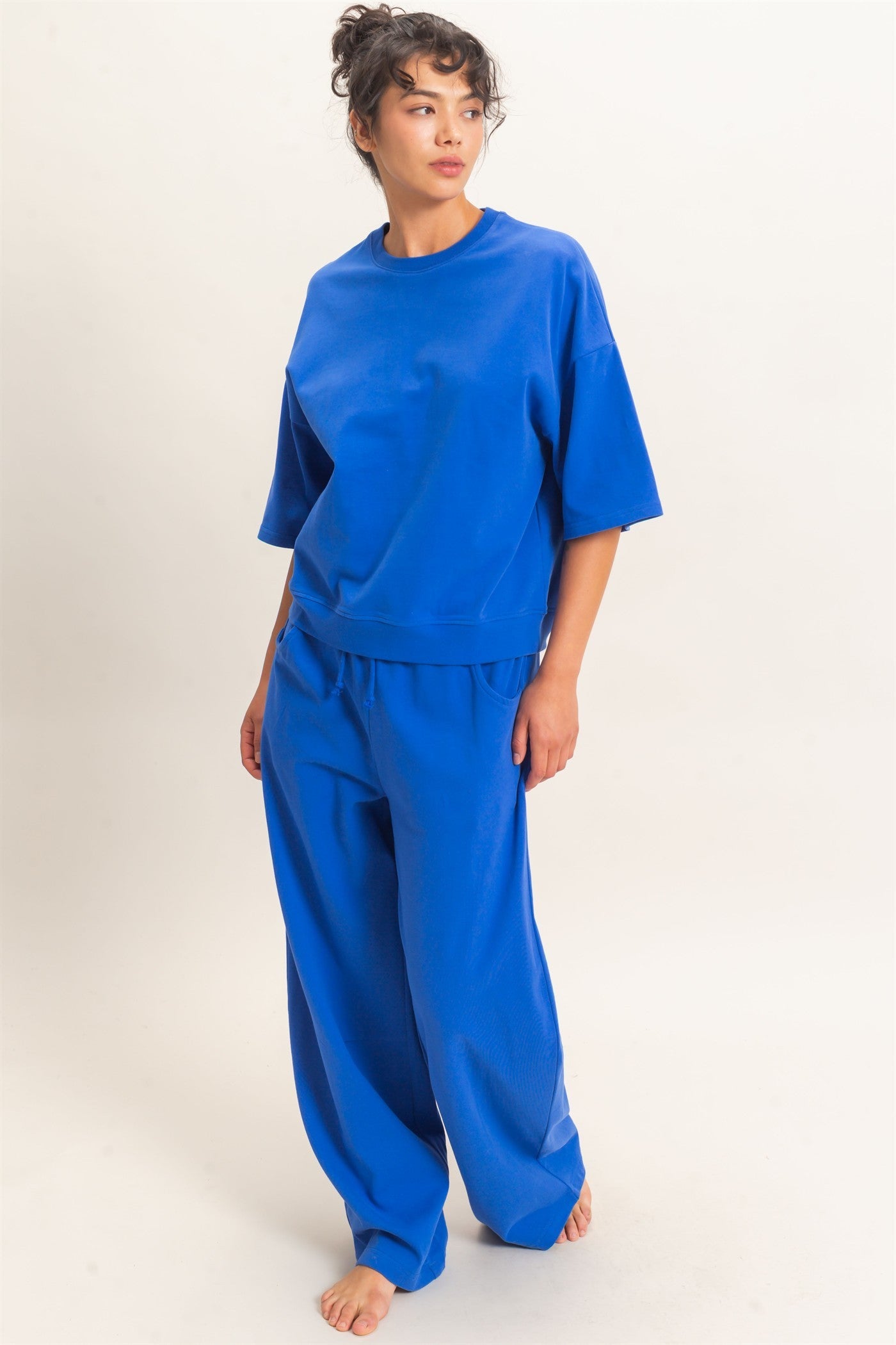 HYFVE Cobalt Short Sleeve Top and Barrel Lounge Pant Set (DZ26E381) (DZ26E379)