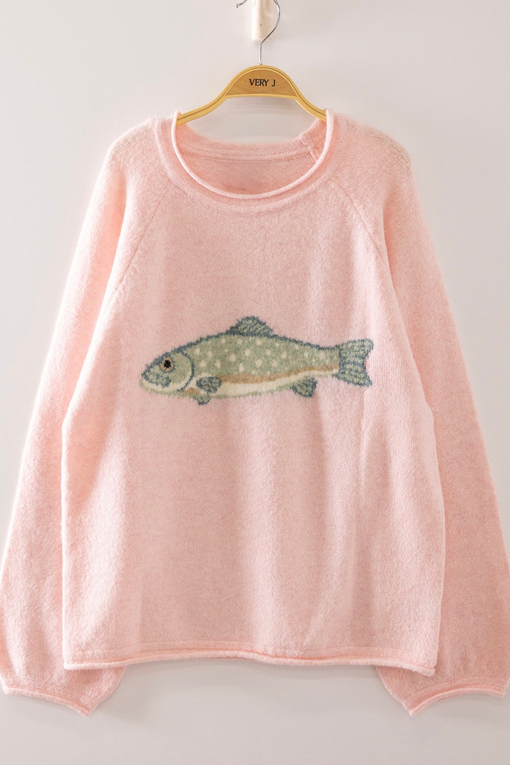 Very J Pink Fish Sweater (12W3778N)