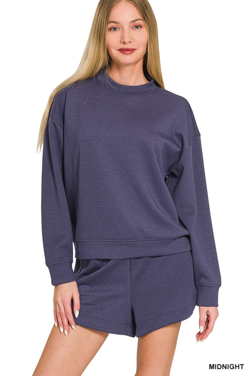 Zenana Midnight Scuba Pullover & Shorts Set (ROTP-4127Y)