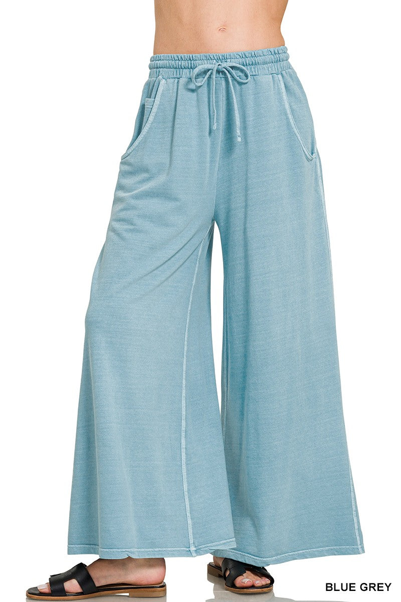 Zenana Blue/Grey Pigment Dye & Enzyme Washed Pants (TPW-5318Y)