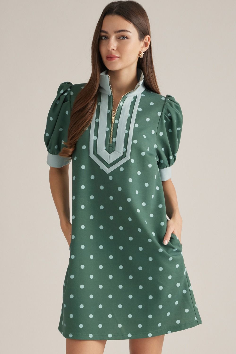 Entro Hunter Green Polka Dot Dress (D31576)