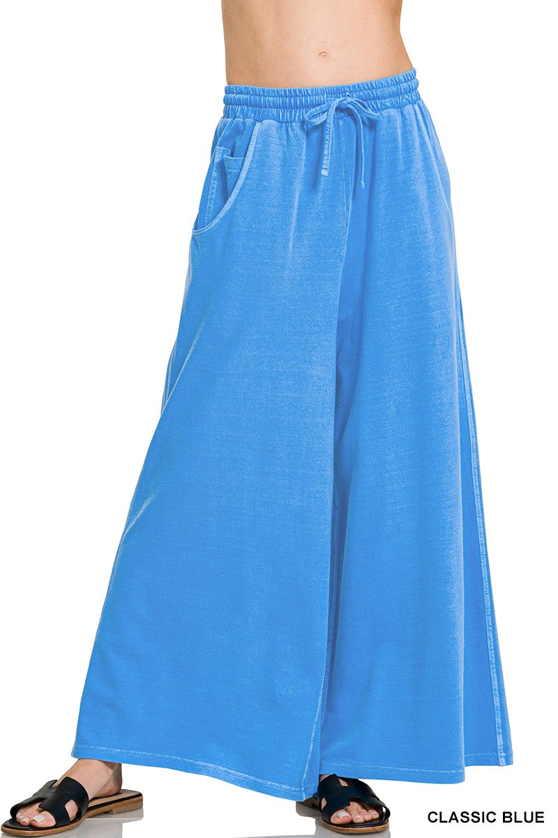 Zenana Classic Blue Pigment Dye & Enzyme Washed Pants (TPW-5318Y)