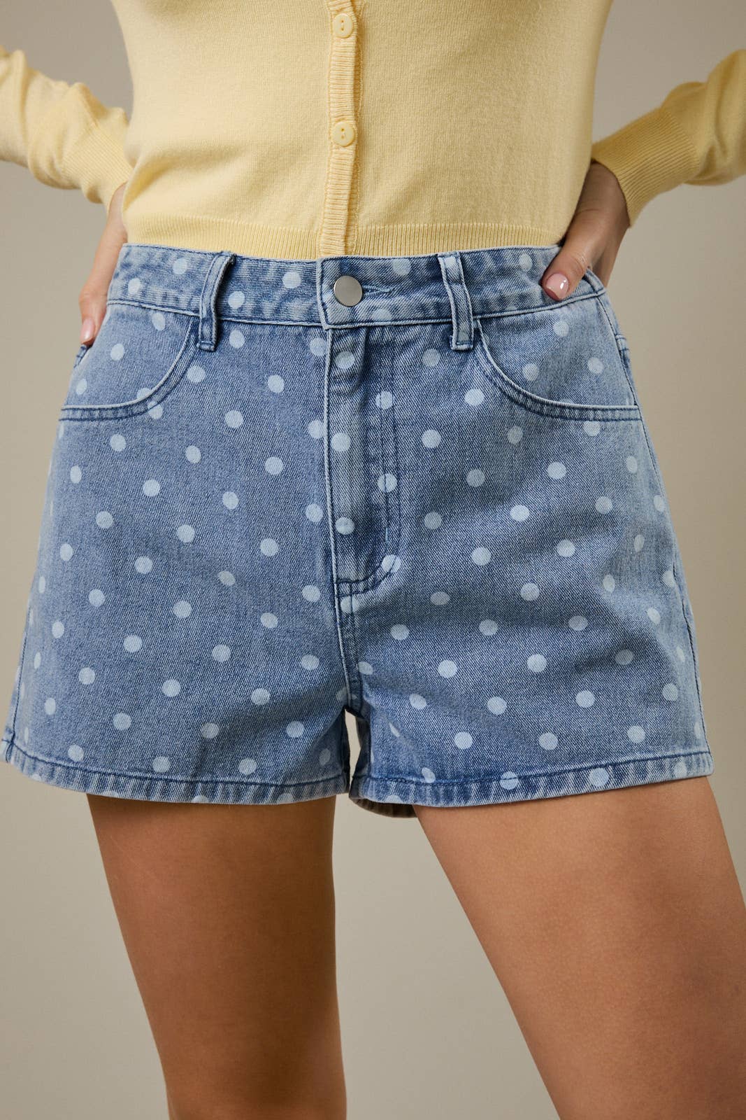 Sunday Edition Polka Dot Denim Shorts