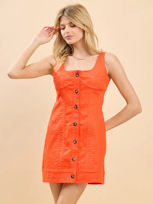 Baby Pink Orange Denim Gameday Mini Dress