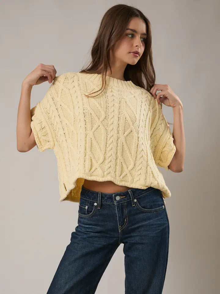 Le Lis Yellow Short Sleeve Sweater