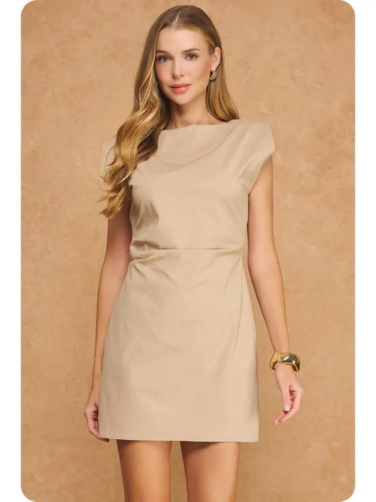Strut and Bolt Taupe Cap Sleeve Mini Dress