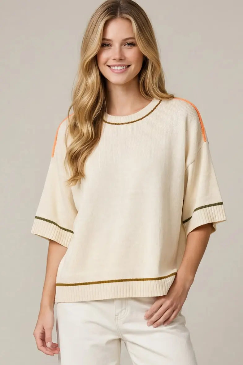 She + Sky Cream Sweater (ST1883)