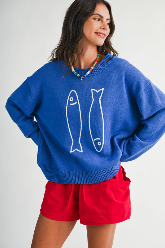 AEMI + Co Sardine Graphic Knit Sweater