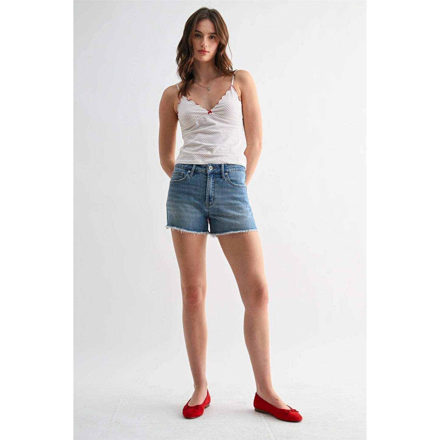 Mica Denim High-Rise Shorts Raw Hem