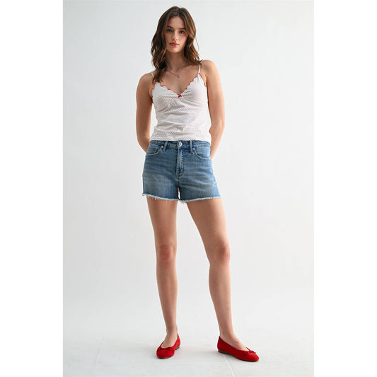 Mica Denim High-Rise Shorts Raw Hem