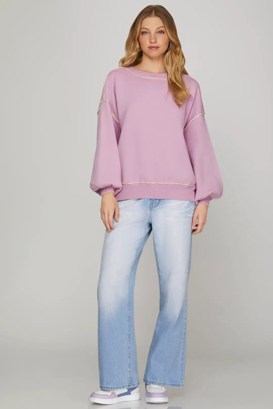 She + Sky Lilac Sweatshirt/Sweater