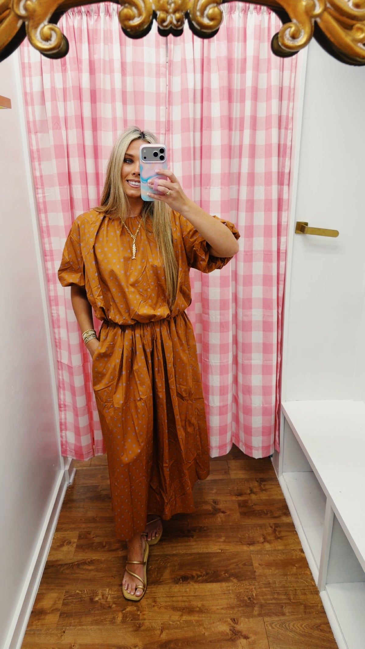 Glam Camel Polka Dot Bubble Top and Skirt Set (S8310 & T8309)