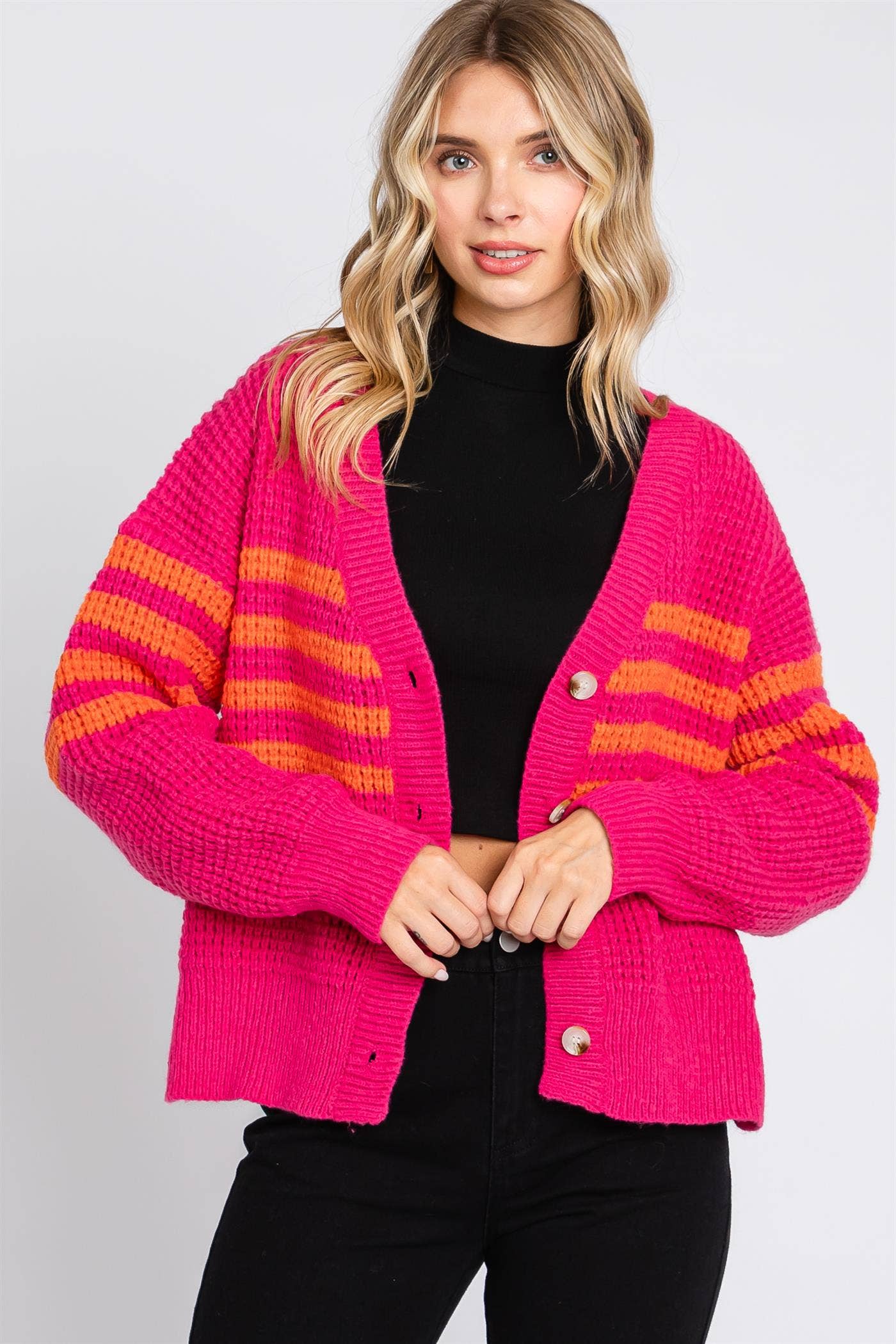 Waffle Knit Cardigan: SW1899