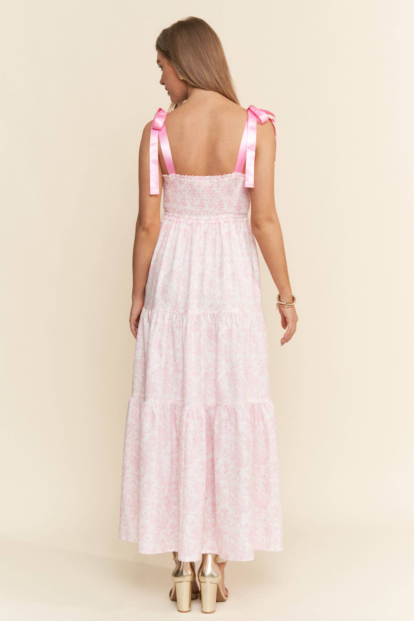 J. NNA FLORAL PRINT EMPIRE NECKLINE MAXI DRESS