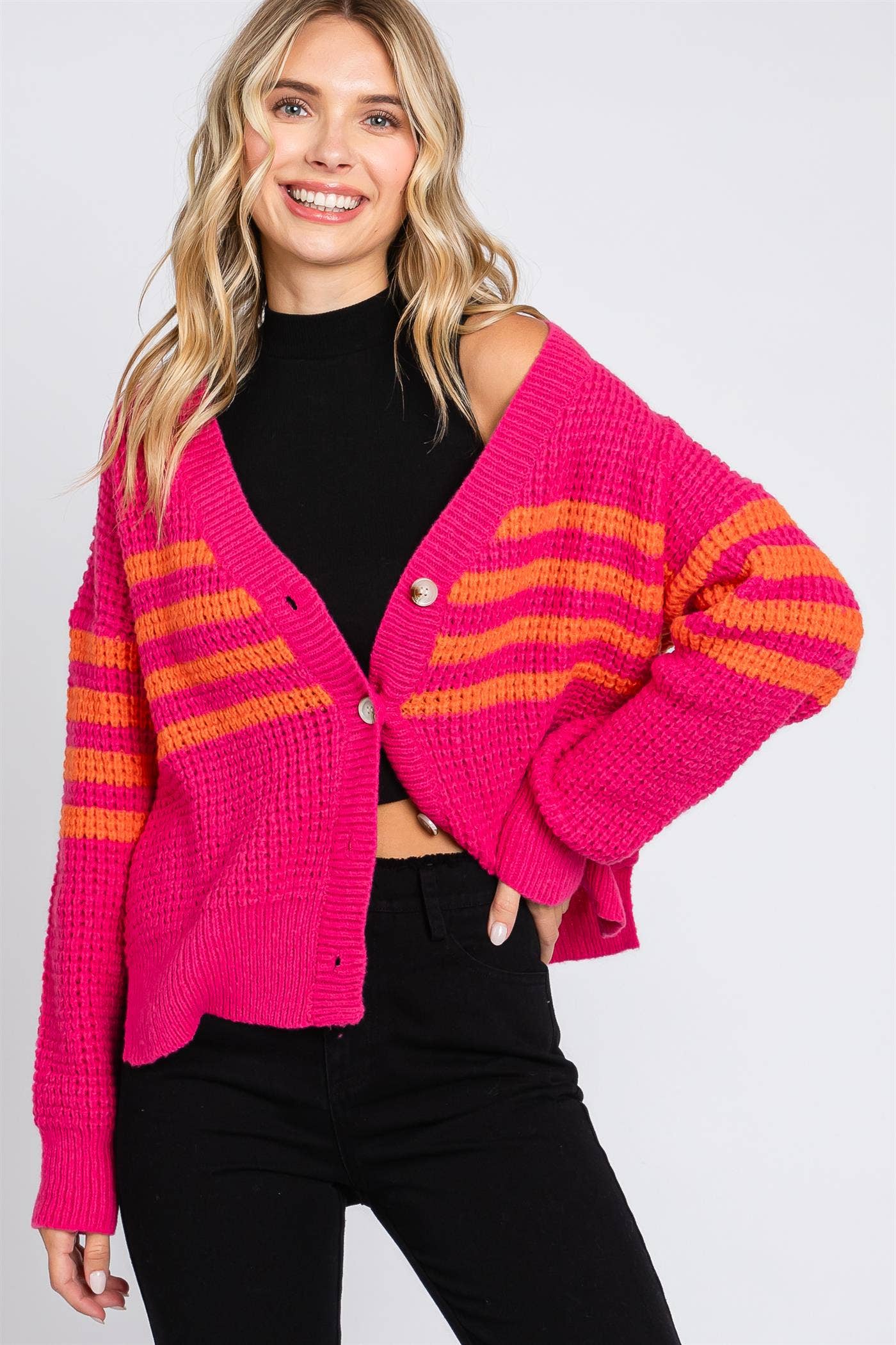 Waffle Knit Cardigan: SW1899