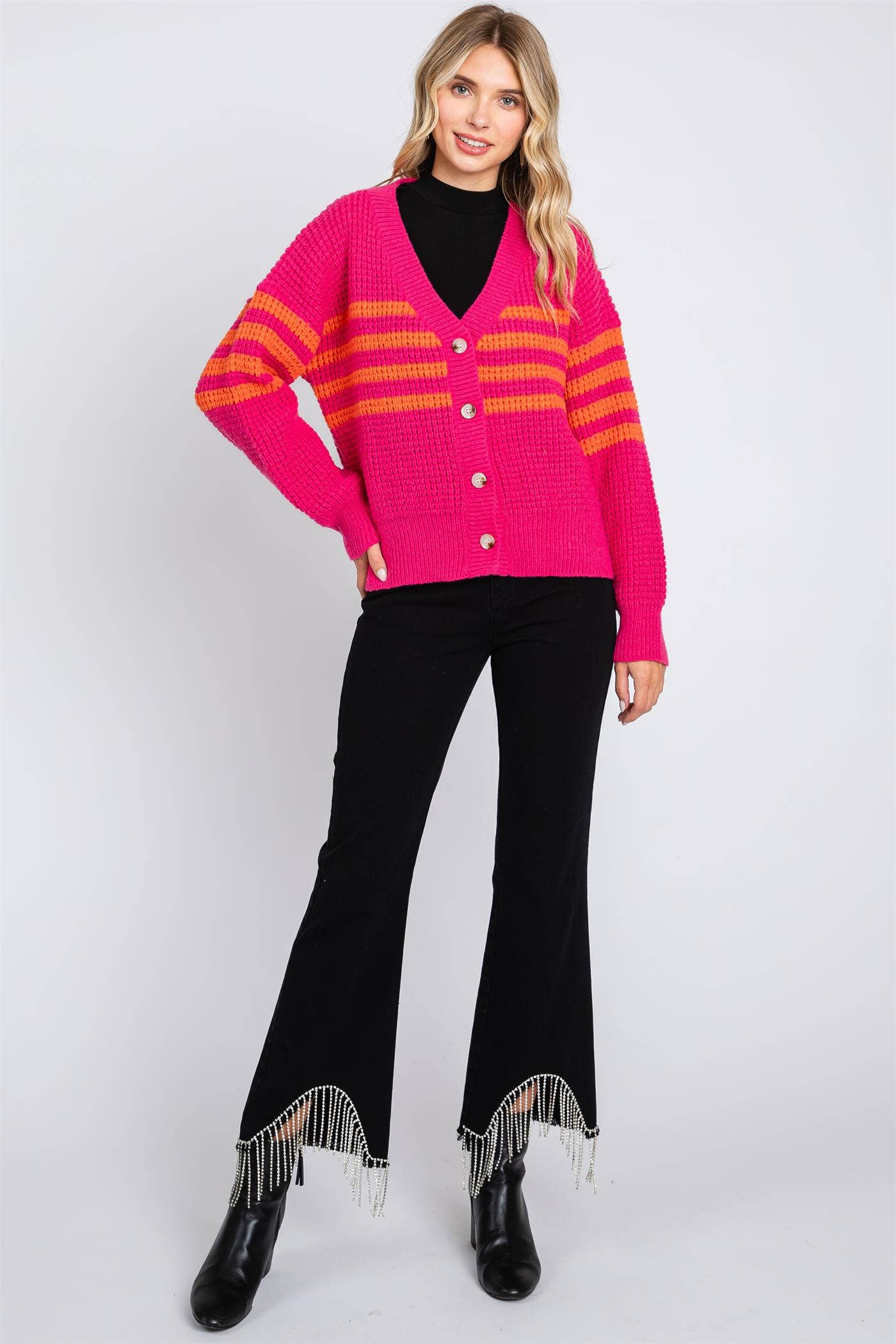 Waffle Knit Cardigan: SW1899