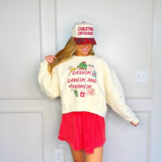 Dashin, Dancin and Prancin Crop Sweatshirt-