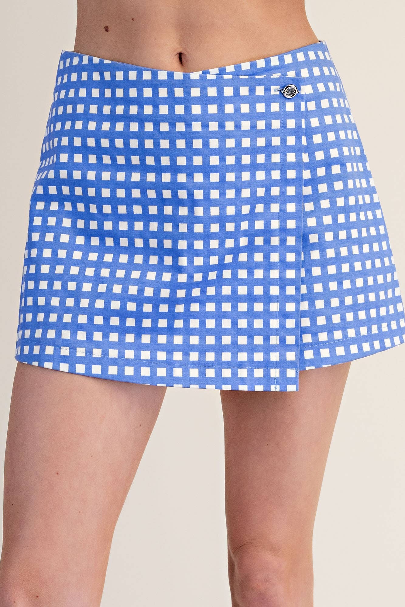 Glam Blue Gingham Wrap Skort