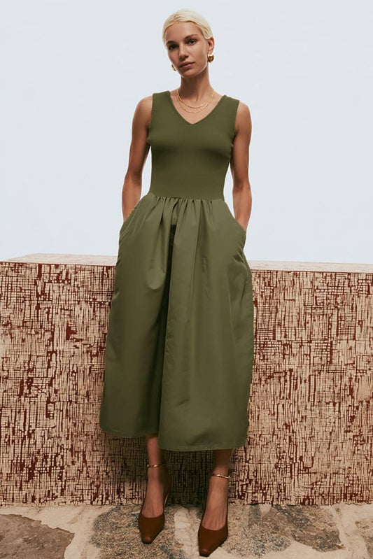 Sleeveless Neck Midi Dress
