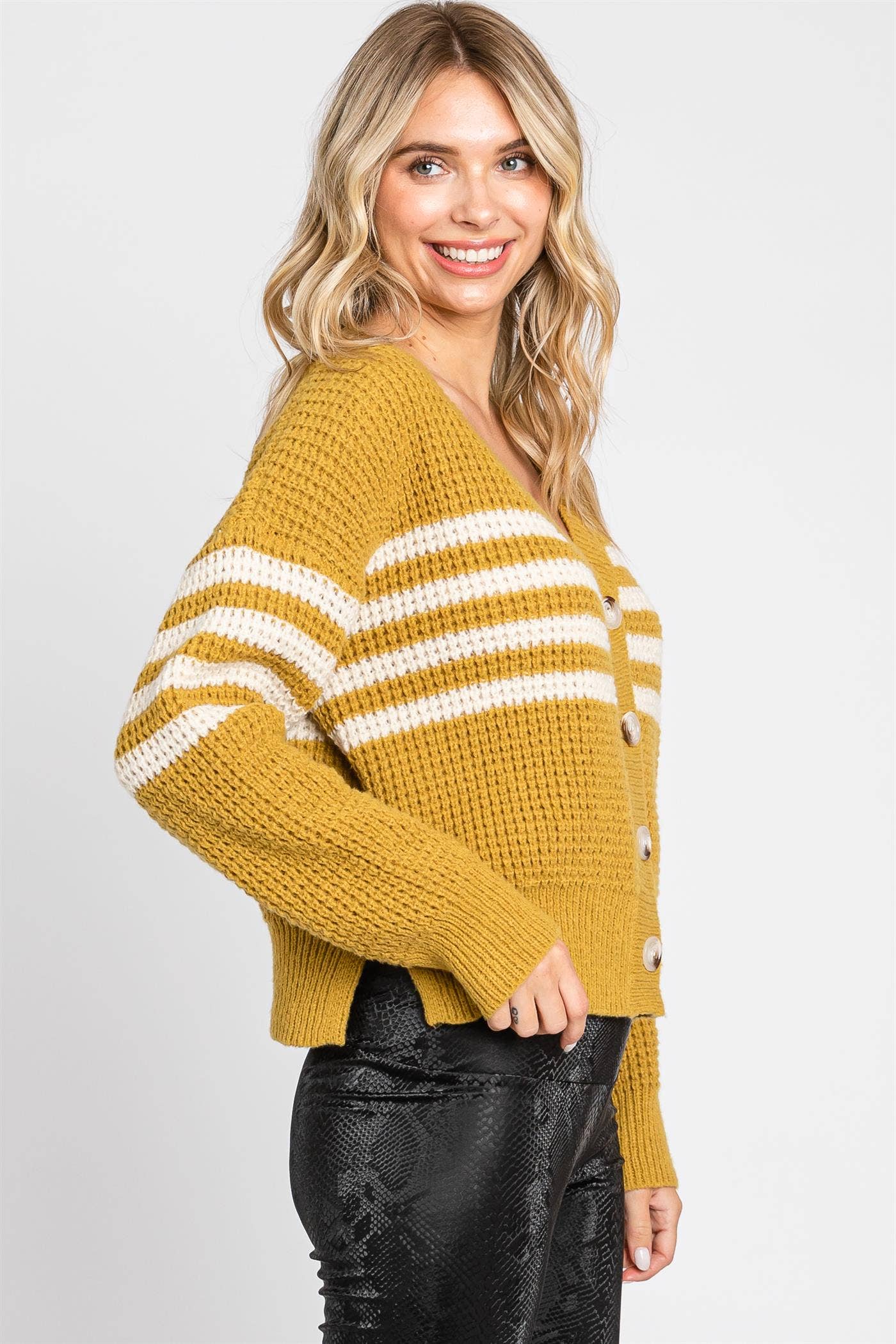 Waffle Knit Cardigan: SW1899