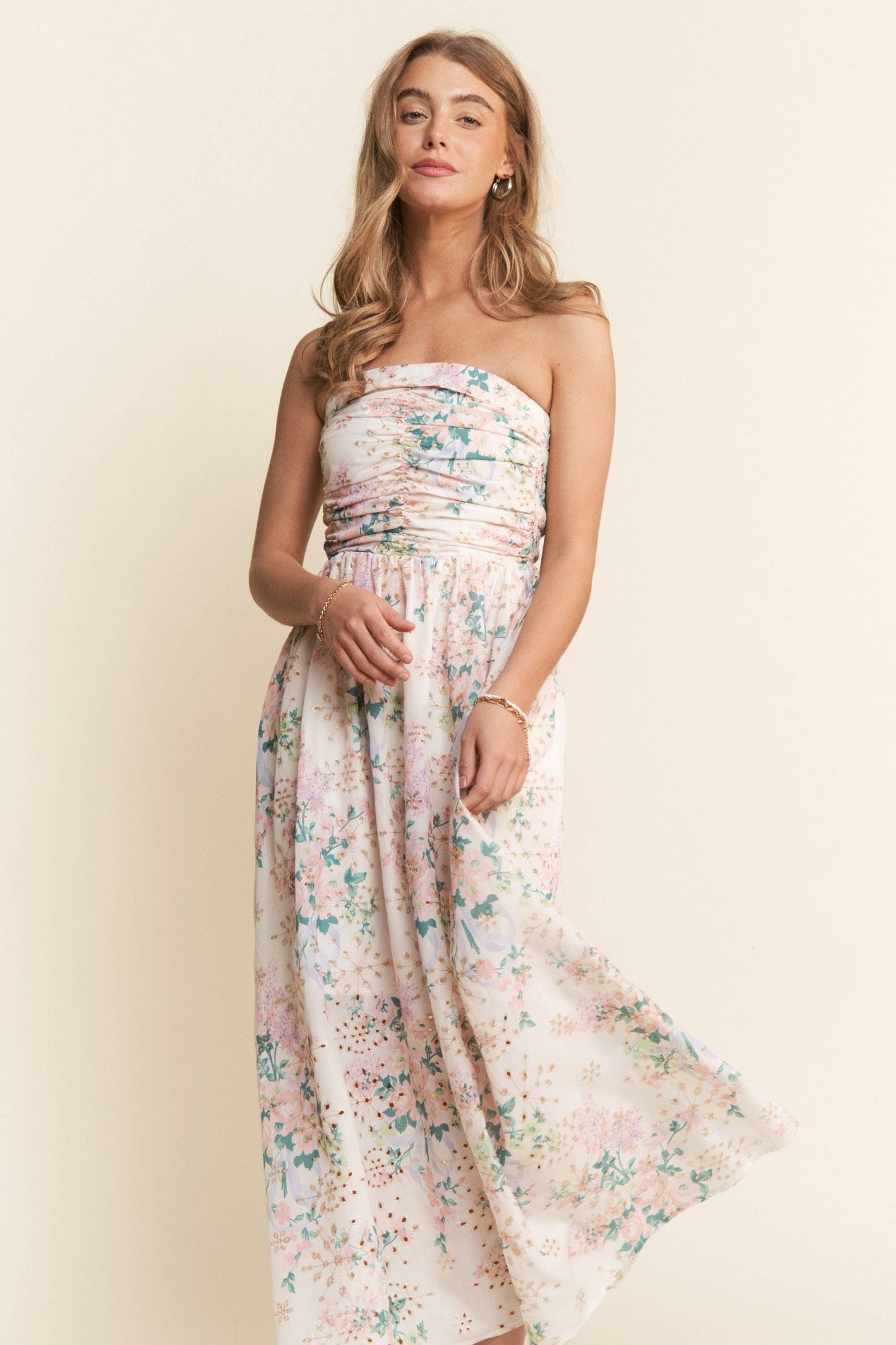 J.NNA Meadow Ruched Midi Dress